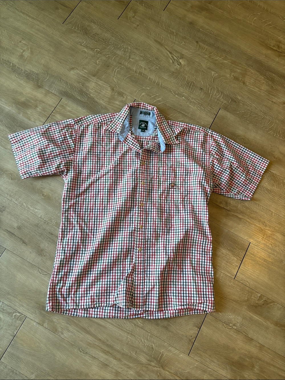 Beverly Hills Polo Club Short-Sleeve Checkered Button-Down Shirt Size Medium